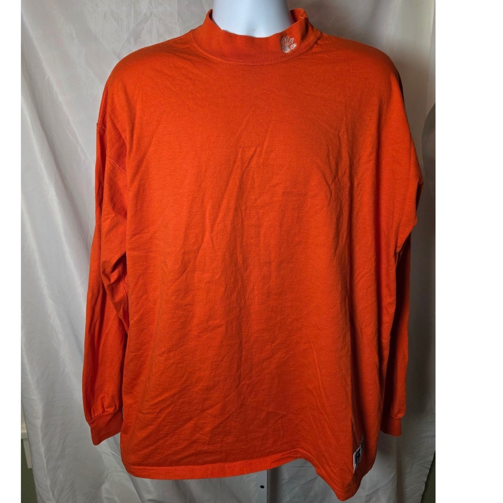 Vintage Russell Athletic Clemson High Cotton Mock Neck Shirt‎ Made in USA XL